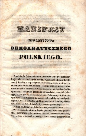 Manifest Towarzystwa Demokratycznego Polskiego [jeden z głównych dokumentów ideowych polskiej demokracji][Wielki Manifest]