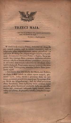 [Wielka Emigracja] Trzeci Maja. Paryż [17 Maja 1833]