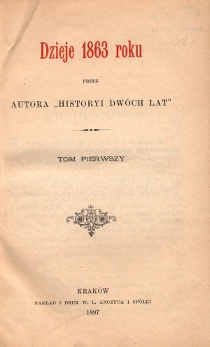 Przyborowski Walery- Histoire de 1863 par l'auteur de 