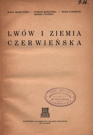 Lemberg und die Region Czerwienska (selten) [Lemberg 1938].