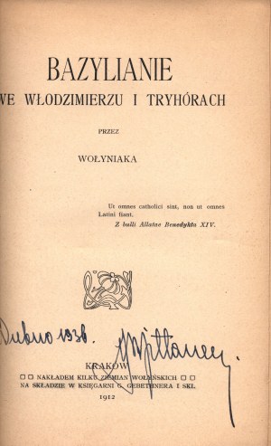 Giżycki Jan Marek Antoni- Basiliens à Vladimir et Tryhory [rare].