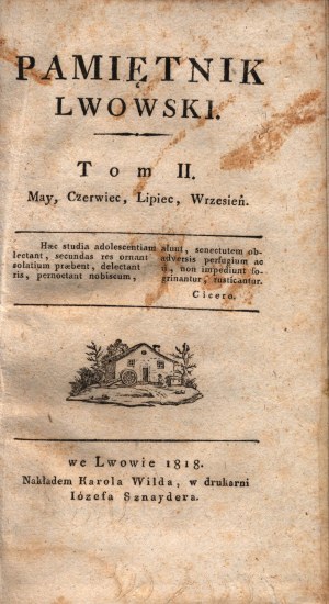 Pamiętnik Lwowski. Tom II [Lwów 1818][Biblioteka Ossolińskich, gorzelnie, o łabędziach]