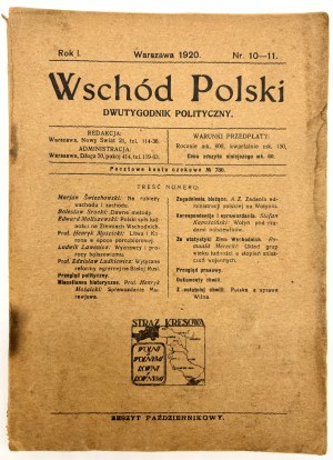 Wschód Polski. Dwutygodnik polityczny. (Wolhynien unter den Bolschewiken) [Warschau 1920, Nr. 10-11].