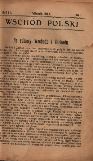 Wschód Polski. Dwutygodnik polityczny. (La Volhynie sous les bolcheviks) [Varsovie 1920, nos. 10-11].