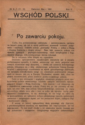 Wschód Polski. Politický mesačník. (Rižský mier, železnice a dopravné prostriedky za boľševikov) [Varšava 1921, č. 4-5].