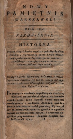 Nowy Pamiętnik Warszawski. Rok 1802. Październik