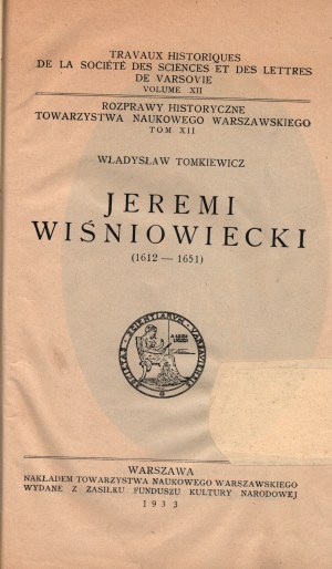 Tomkiewicz Władysław- Jeremi Wiśniowiecki (1612-1651)[first edition, half leather].