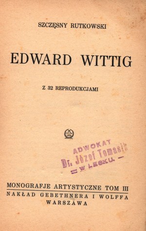 Rutkowski Szczęsny- Edward Wittig [Varsovie 1925].