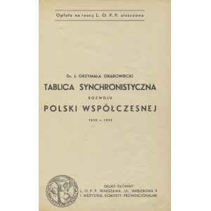 GRZYMAŁA GRABOWIECKI, Jan - Tablica synchronistyczna rozwoju Polski współczesnej 1918-1933.Warszawa [1934]....