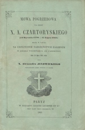 JEŁOWICKI, Alexander - Funeral eulogy in honor of X. A...