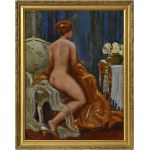 MACHOWSKI, Stanisław (XIX/XX w.) - Akt ; 1921. Olej na kartonie 30x23 (w świetle opr.), sygn. l. d. : St...
