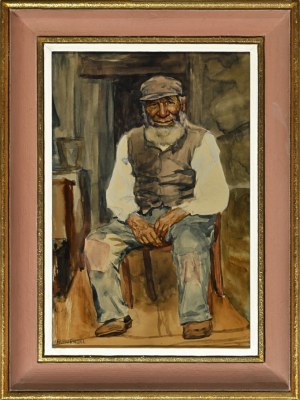 RUPNIEWSKI, Jerzy (1886-1950) - Portret starego mężczyzny. Akwarela na kartonie 48x32 cm (w świetle opr.)...