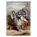 Lithograph, 19th century, Swiss young girls