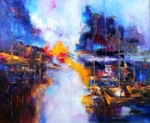 Tadeusz Machowski, Boats on the river, 2023