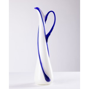 Fratelli Betti, Empoli, Italy, White and cobalt jug, 2nd half of 20th century.