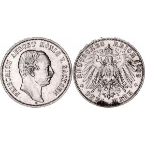 Germany - Empire Saxony-Albertine 3 Mark 1908 E