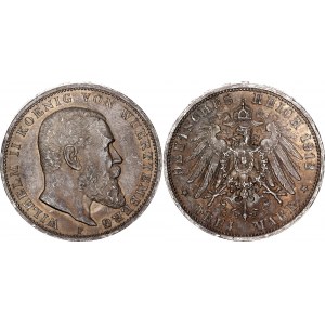 Germany - Empire Wurttemberg 3 Mark 1912 F
