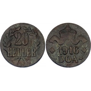 German East Africa 20 Heller 1916 T