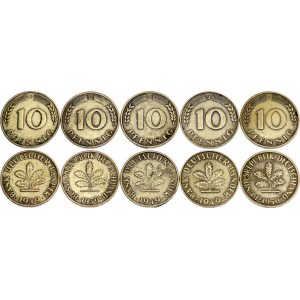 Germany - FRG 5 x 10 Pfennig 1949 - 1950