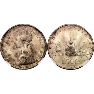 Italy 500 Lire 1966 R NGC MS64