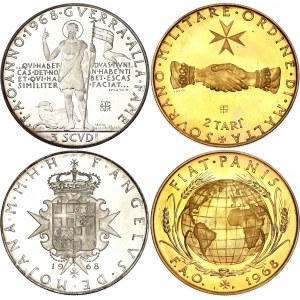 Order of Malta Annual Proof Set of 2 Coins (2 Tari - 3 Scudi) 1968