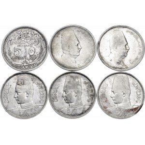 Egypt 6 x 5 Piastres 1917 - 1939 AH 1335 - 1358