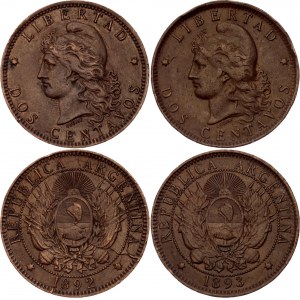 Argentina 2 x 2 Centavos 1892 - 1893