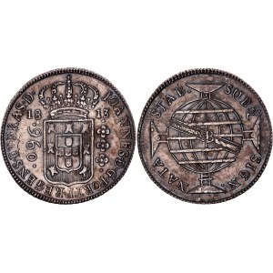 Brazil 960 Reis 1813 B Overstrike