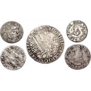 Polish - Lithuanian Commonwealth & Livonia Lot of 5 Silver Coins 1587 - 1623