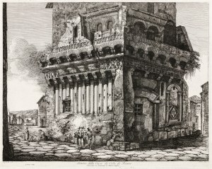 Luigi Rossini (1790 - 1857), Rzym - Avanzo della Casa di Cola di Rienzo, 1820