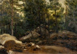 Władysław Bakałowicz (1833 - 1903), Pejzaż leśny z okolic Fontainebleau, l. 70. XIX w.