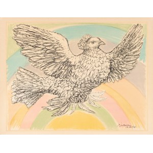 Pablo Picasso (1881 - 1973), Fliegende Taube (à l'Arc-en-ciel). Fliegende Taube (zum Regenbogen), 1952