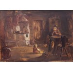 Marian Kruczek, Evening in a country cottage, 1950s.