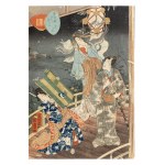 Utagawa Kunisada II (1723-1880), Zazdrosny duch pani Yugao objawia się księciu Genji, 1857
