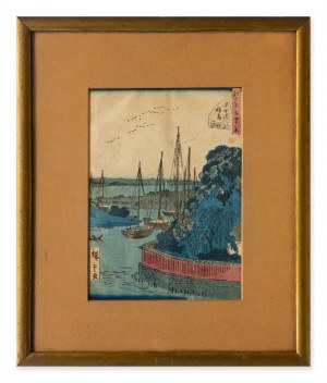 Hiroshige II Utagawa, Świątynia Inari w Teppozu z serii „Czterdzieści osiem słynnych widoków Edo”, 1860-1861