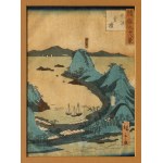 Utagawa Hirošige II, Rybářská vesnice Chašima ze série Čtyřicet osm slavných pohledů na Edo, 1860-1861