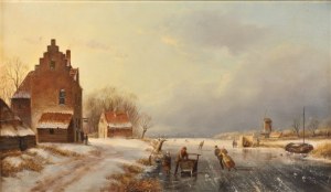 Jan Jacob Coenraad SPOHLER [1837-1923], Landscape with skaters