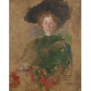 Olga Boznańska, Portret kobiety w kapeluszu (Aleksandra z Jasieńskich Łosiowa?), ok. 1900