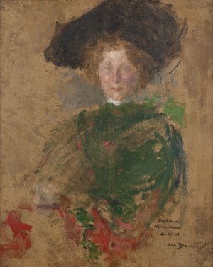 Olga Boznańska, Portret kobiety w kapeluszu (Aleksandra z Jasieńskich Łosiowa?), ok. 1900