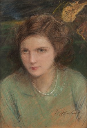 Teodor Axentowicz, Portret młodej kobiety z perłami