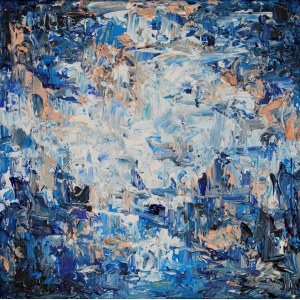 Iwona GABRYŚ (nar. 1988), Kompozice v tmavě modré a bílé barvě č. 131, 2023