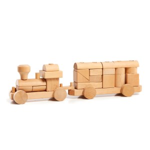 Toy train - educational wooden blocks, Cepelia