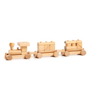 Zabawka pociąg - klocki drewniane edukacyjne, Cepelia