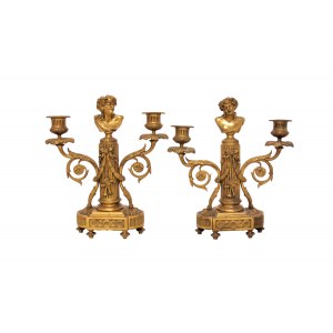 Pair of 2-light candelabra, Lopienski Brothers, Warsaw, circa 1900.