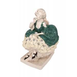 Figure of a lady with a powder room, designed by Rudolf Podany, l. 1917-1918, Goldscheider, ca. 1920.