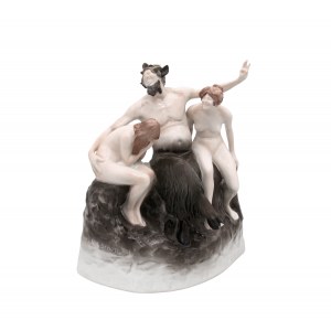 Figure Faun with Nymphs, designed by Walter Schott, Rosenthal, circa 1920.