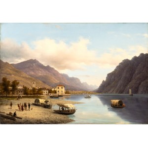 GIUSEPPE CANELLA (Verona 1788-Firenze 1847), Lagoon landscape with boats