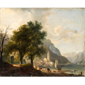 Giovanni Migliara (Alessandria 1785-Milano 1837), Church on the lake