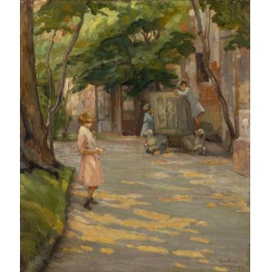 LINA ROSSO (Venezia 1888-1975), In cortile (I bimbi dei richiamanti)