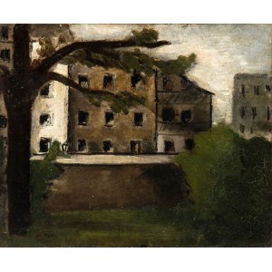 MARIO SIRONI (Sassari 1885-Milano 1961), Case con albero